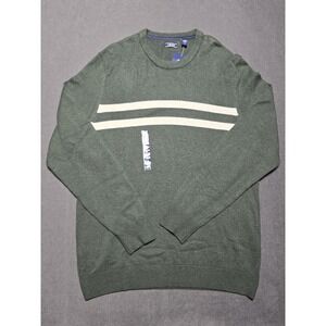 Izod‎ Crew Neck Sweater Size XL Green Striped Mens Knit New NWT